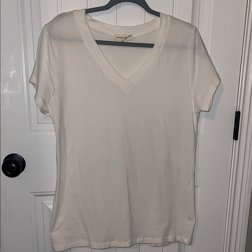 Zenana Outfitters Cream Fitted Short Sleeve Tee